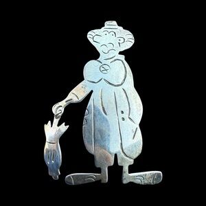 LARGE Vintage Taxco Mexico Sterling 925 Silver Clown Articulated Umbrella Brooch